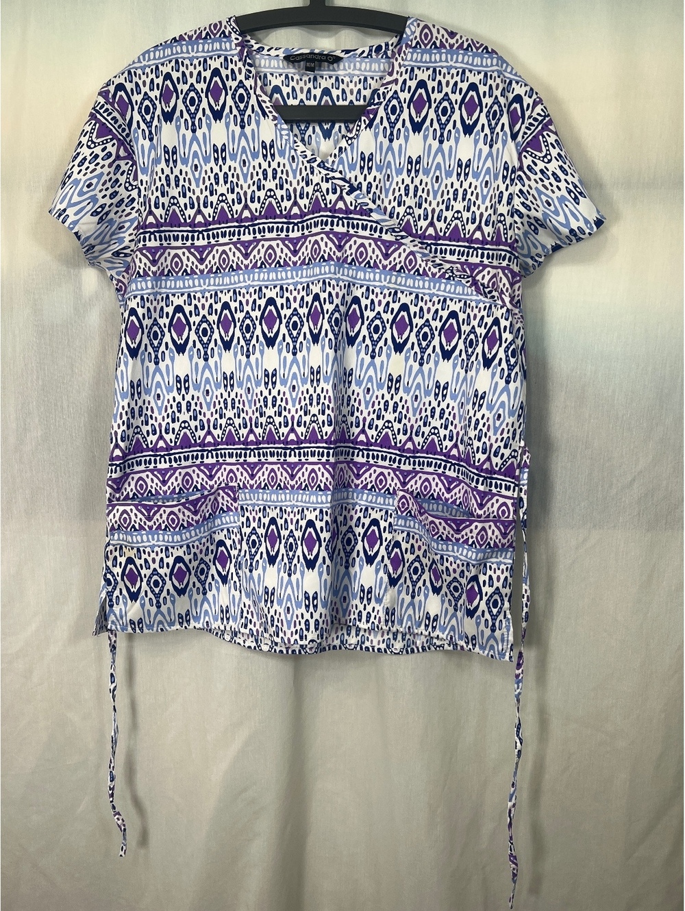Cassandra O Purple Patterned Scrub Top Women's Medium